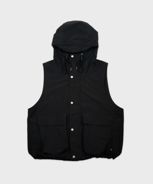 Нейлоновый жилет с капюшоном рипстоп - BLACK