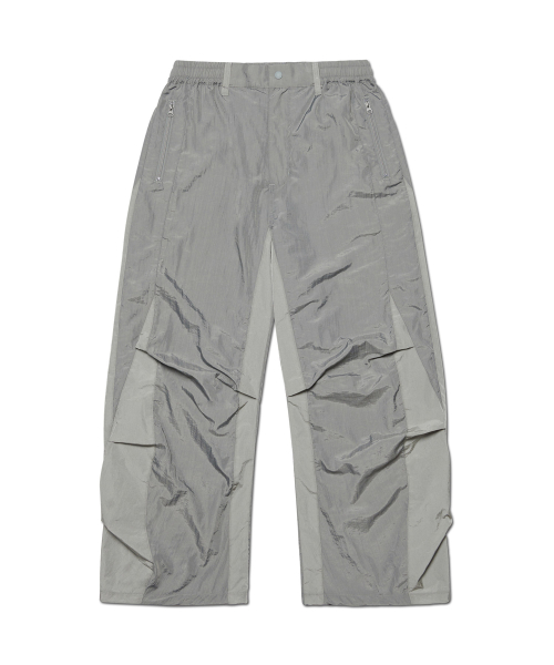 TUCK-STRUCTURED NYLON PANTS - GRAY