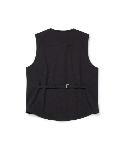 flower jacquard belted vest_man (black)