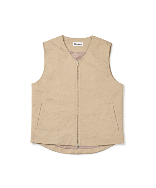 flower jacquard belted vest_man (beige)
