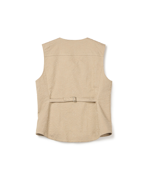 flower jacquard belted vest_woman (beige)