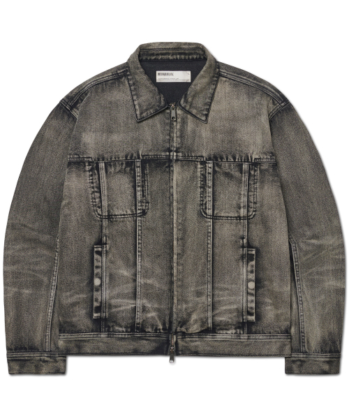 WASHED DENIM TRUCKER JACKET - WASHED BLACK