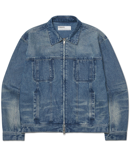 WASHED DENIM TRUCKER JACKET - WASHED BLUE