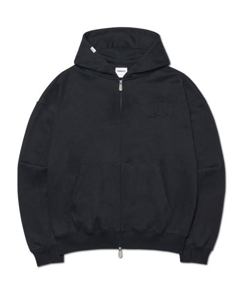 OVERLAY LOGO HOODED ZIP-UP - BLACK