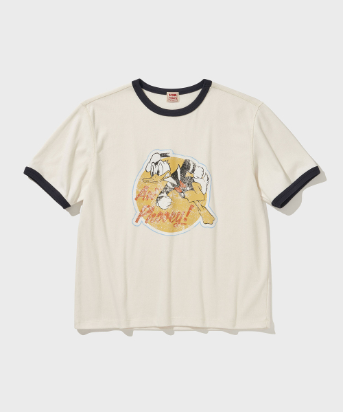 비디알() [디즈니] MARINE DONALD RINGER T-SHIRT [Vanilla] 상품 이미지