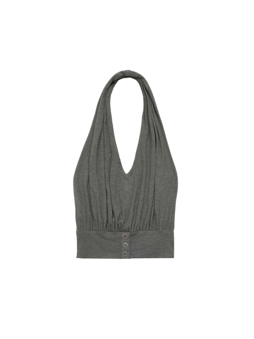 DRAPED HALTER NECK TOP KHAKI