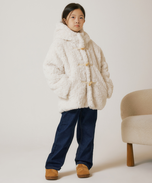 무신사 스탠다드 키즈() 페이크 시어링 숏 더플 패딩 파카 [크림] 상품 이미지