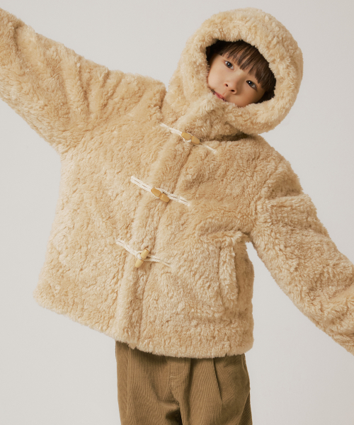 무신사 스탠다드 키즈() 페이크 시어링 숏 더플 패딩 파카 [베이지] 상품 이미지
