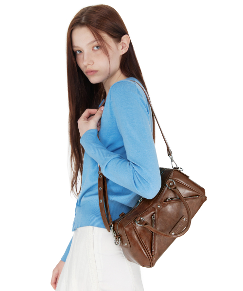 MUSINSA | SUNBURNPROJECT Faux Leather Mini M.O.S Bag, BROWN