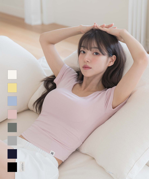 Облегающая футболка с глубоким вырезом Full Shot Mold, 8 colors