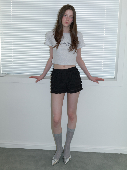 lace bloomer shorts - чёрный