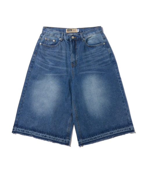 Широкие джинсовые бермуды Air Texture (Medium Blue)