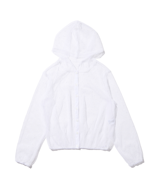Прозрачная блузка-худи в горошек (White)