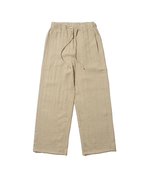 Свободные брюки из льна на резинке (Beige)