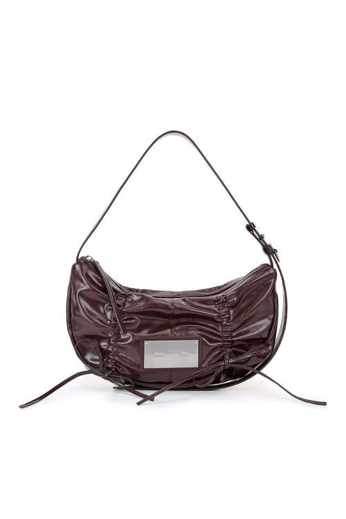 MUSINSA公式 | MATIN KIM HALF SHIRRING RIBBON ROUND BAG IN BLACK