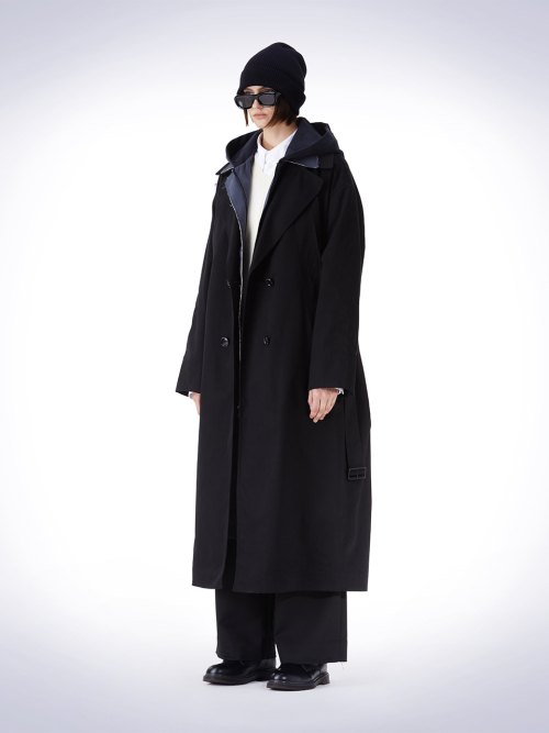 DETACHABLE HOODY TRENCH COAT чёрный