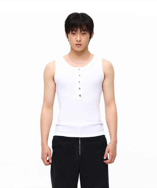 CUT OFF SNAP SLEEVELESS - белый