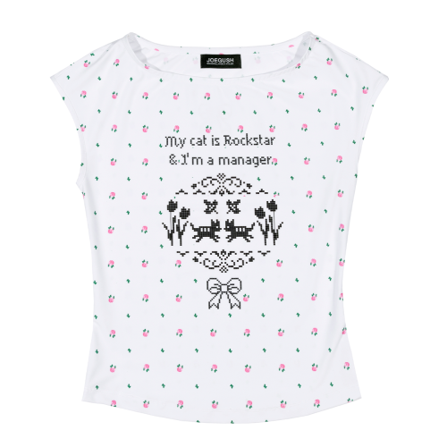 Boat Neck Sleeveless топ (Flower Cross-stitch)