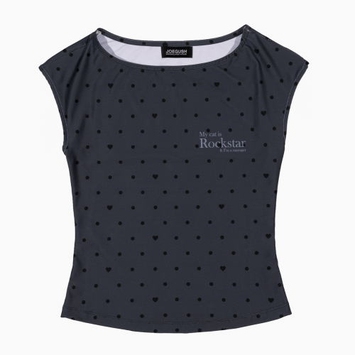 Boat Neck Sleeveless топ (Heart Dot)