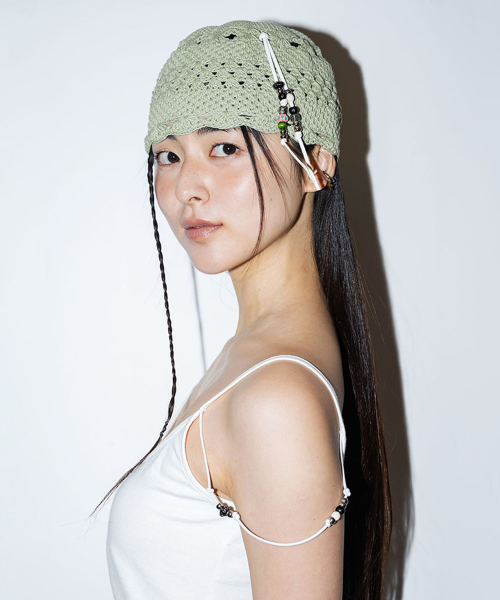 오로지() CROCHET BEANIE_SAGE GREEN 상품 이미지