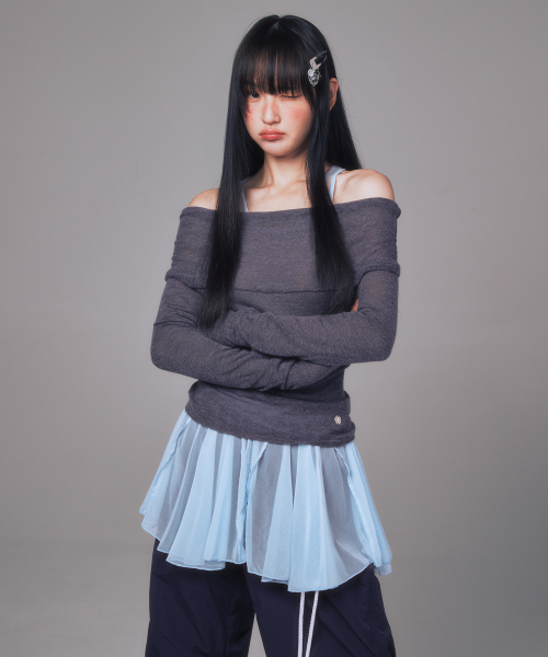 BASIC OFF SHOULDER трикотаж CHARCOAL