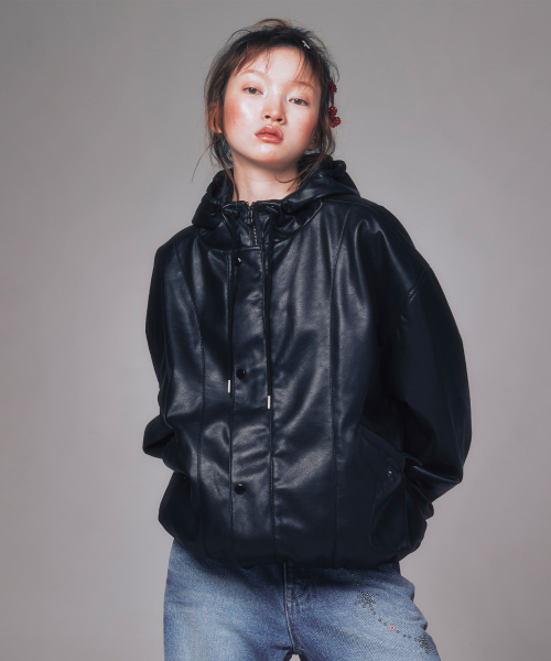 FAUX LEATHER JUMPER чёрный