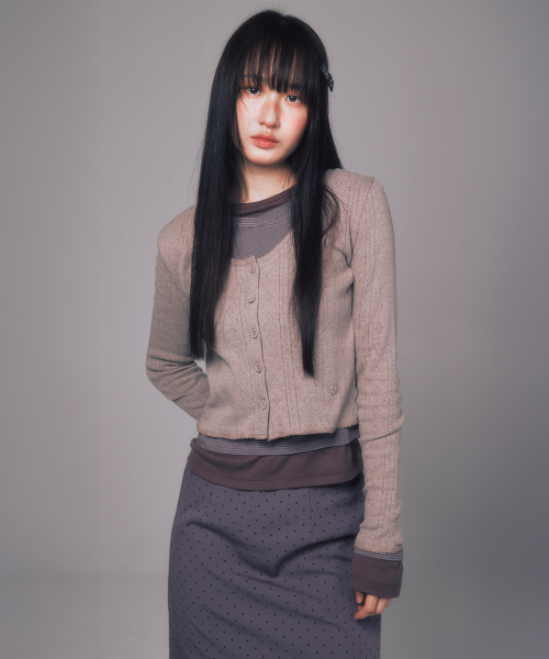 EYELET CARDIGAN бежевый
