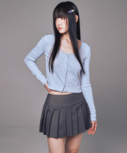 EYELET CARDIGAN LIGHT BLUE