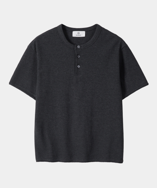 Dima хлопок Henley Short-Sleeve T-Shirt [Charcoal]