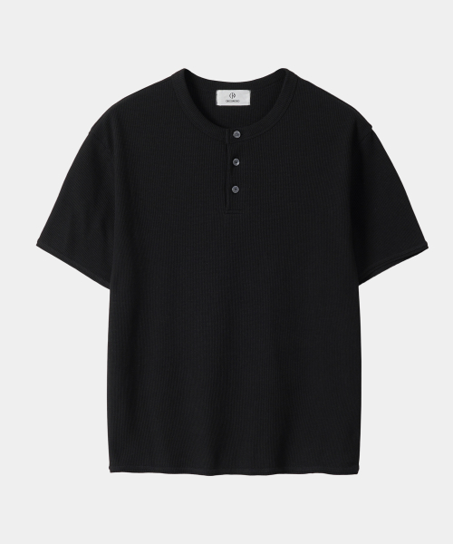 Dima хлопок Henley Short-Sleeve T-Shirt чёрный