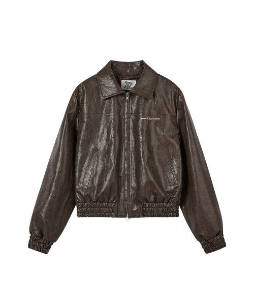 FAUX LEATHER BLOUSON - BROWN
