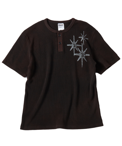 Untitled Starrynight Waffle Henley Neck Short Sleeve Washed чёрный