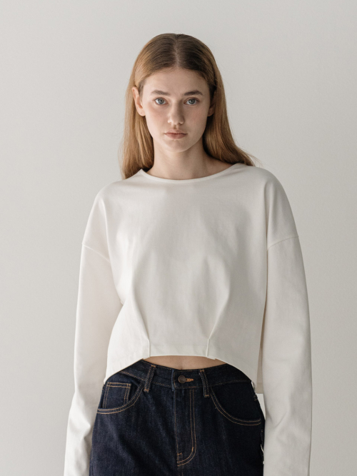 Crop хлопок pintuck футболка - ivory