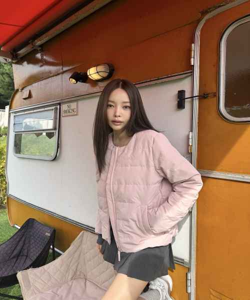Женский легкий пуховик Heron U-neck N254WDW920 PINK