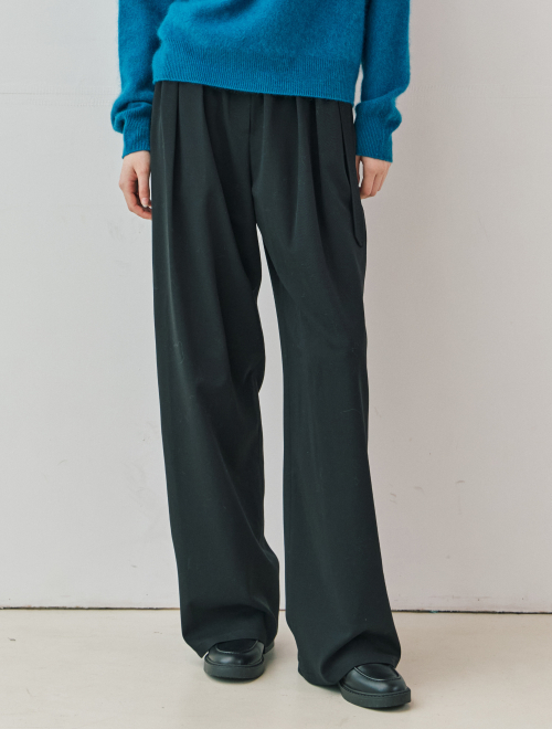 Pintuck belted wide брюки - чёрный