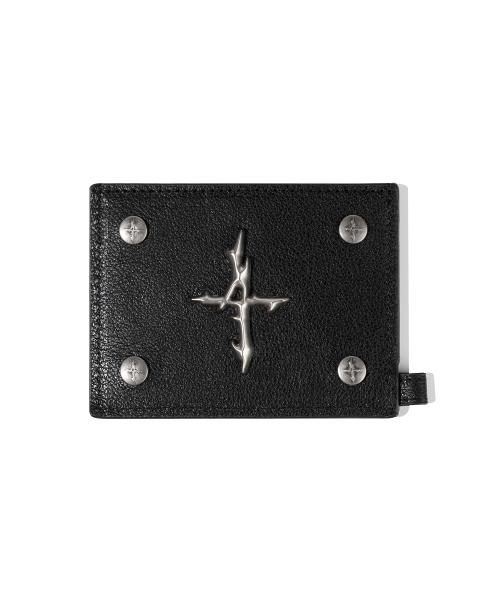 낫포너드 4 Symbol Pendant Leather Card Case - Black