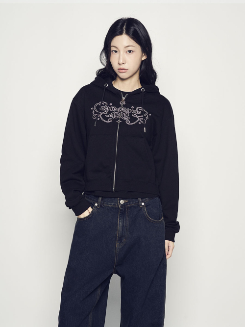 WOMAN PRINCESS FONT CROP худи ZIP UP (2 COLOR)