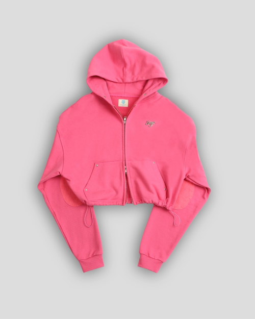 Укороченное худи на молнии с логотипом Silver Tab (Pink)