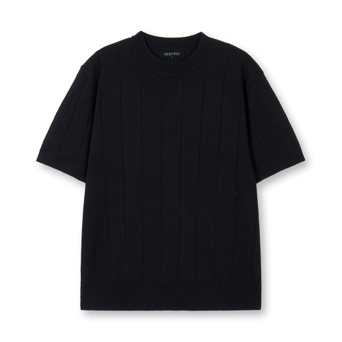 Вязаная футболка cable round neck muscle fit [Black]