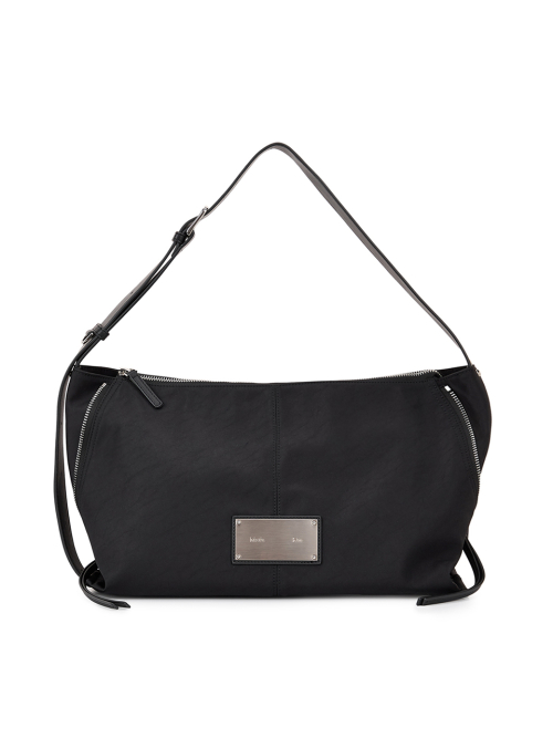 MUSINSA | MATIN KIM SIDE ZIPPER FABRIC SHOULDER BAG IN BLACK