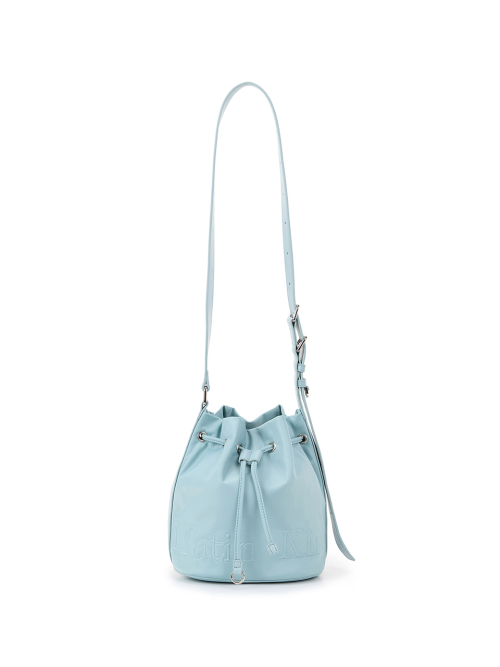 EMBOSSED LOGO MINI BUCKET BAG IN BLUE