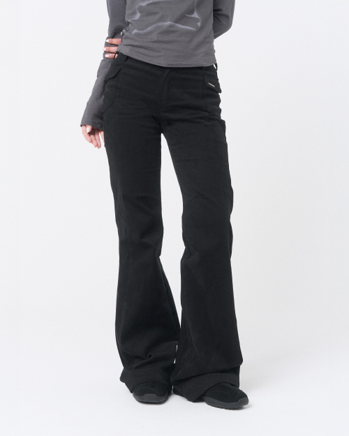 MUSINSA公式 | MISEKI SEOUL Side pocket bootscut pants BLACK