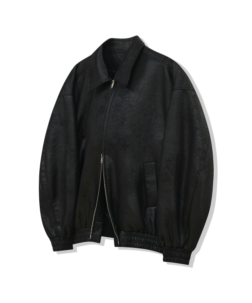 Замшевая куртка-бомбер 87-STAN009 Standard, эффект трещин, Black