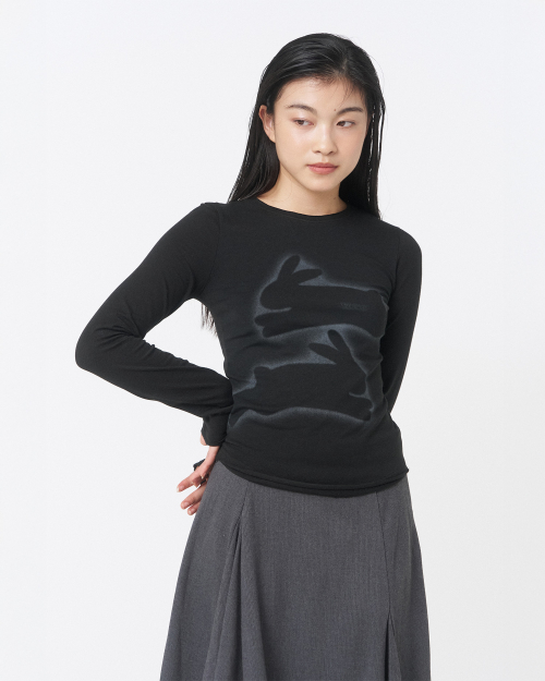 Twin rabbit long sleeves BLACK