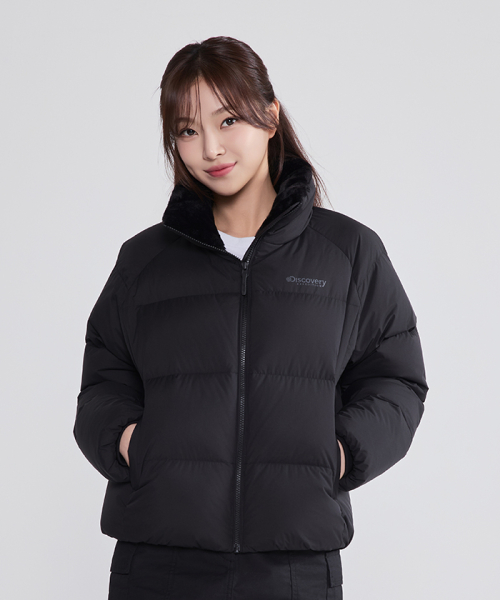 여성 올리브 글로우 다운 숏패딩 (BLACK)