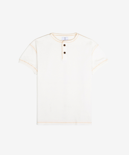 стиранный рубчик трикотаж Henley Tee / Ecru