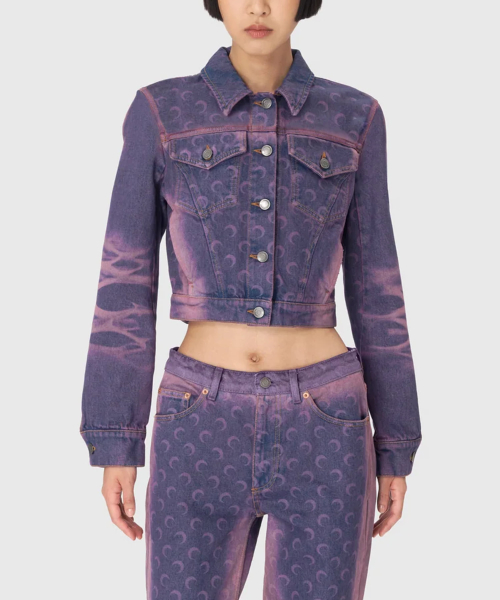 (W) Укороченная джинсовка MOON LASER DENIM CROPPED JACKET PU20 LAVENDER