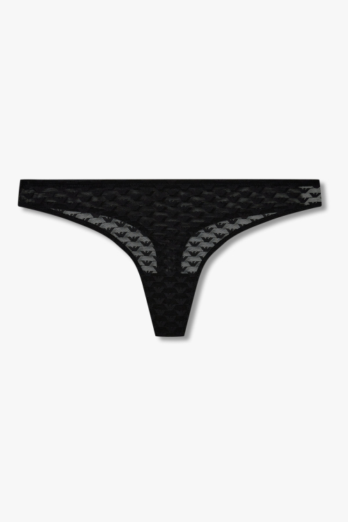 EMPORIO ARMANI UNDERWEAR женские сетчатые стринги с орлом Black 0825310523