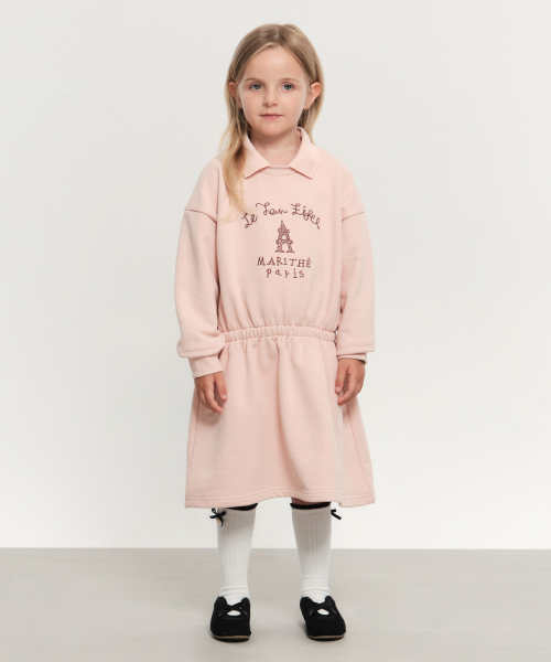 마리떼 키즈 KIDS W COLLAR SWEATSHIRT DRESS pink