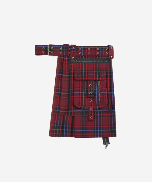 BAJESS LAYERED SKIRT CHECK RED BLUE